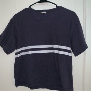 Brandy Melville Navy and White Striped Tee